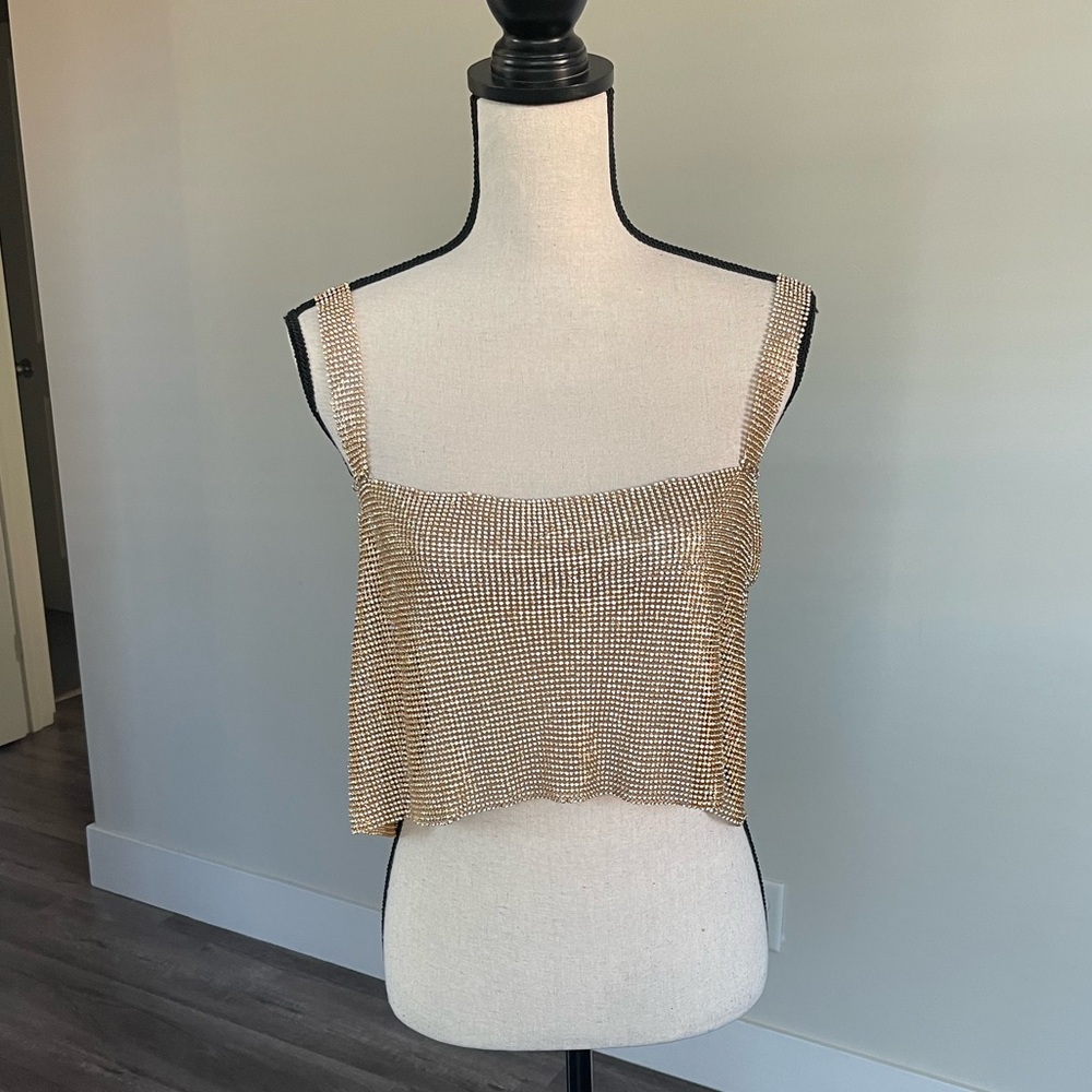 Gold Rhinestone Crop Top